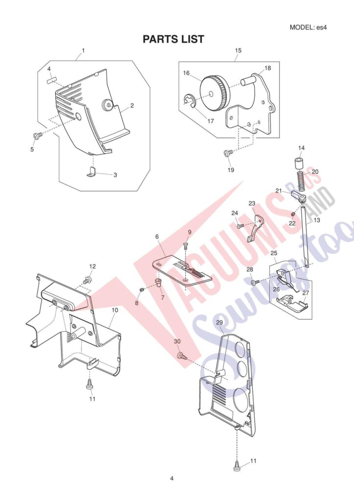 Elna eles4 exploded schematic diagram (page 7)