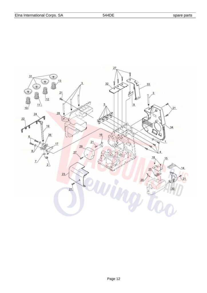 Elna 544de exploded schematic diagram (page 5)