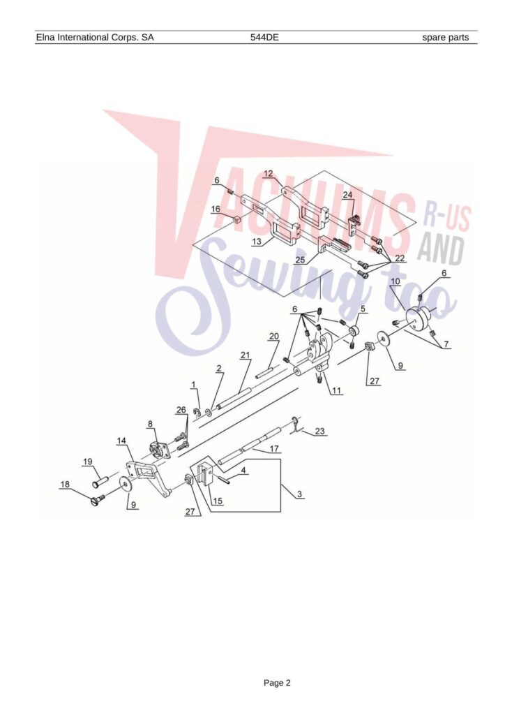 Elna 544de exploded schematic diagram (page 10)