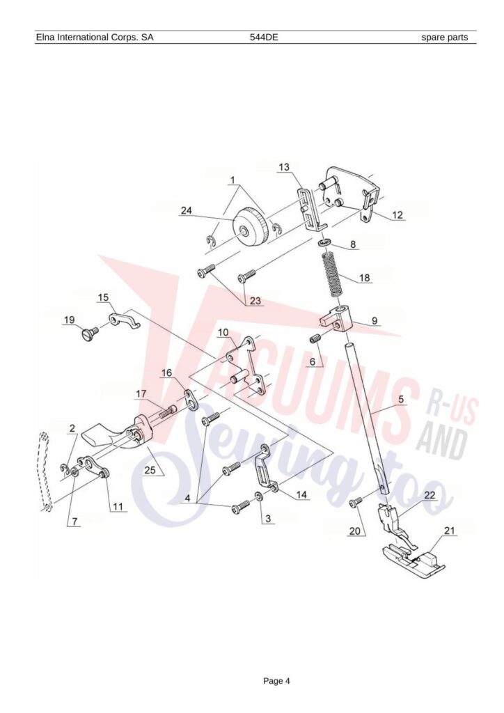 Elna 544de exploded schematic diagram (page 12)