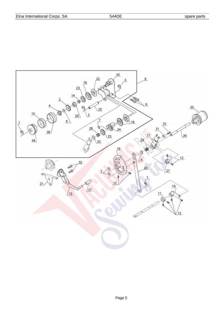 Elna 544de exploded schematic diagram (page 13)