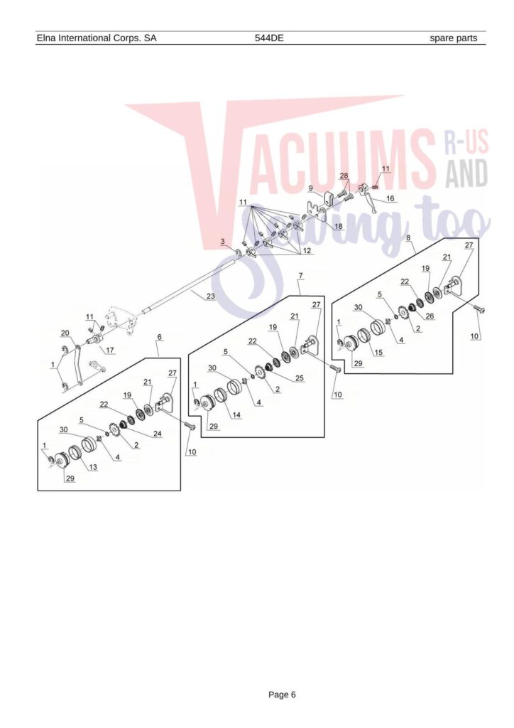 Elna 544de exploded schematic diagram (page 14)