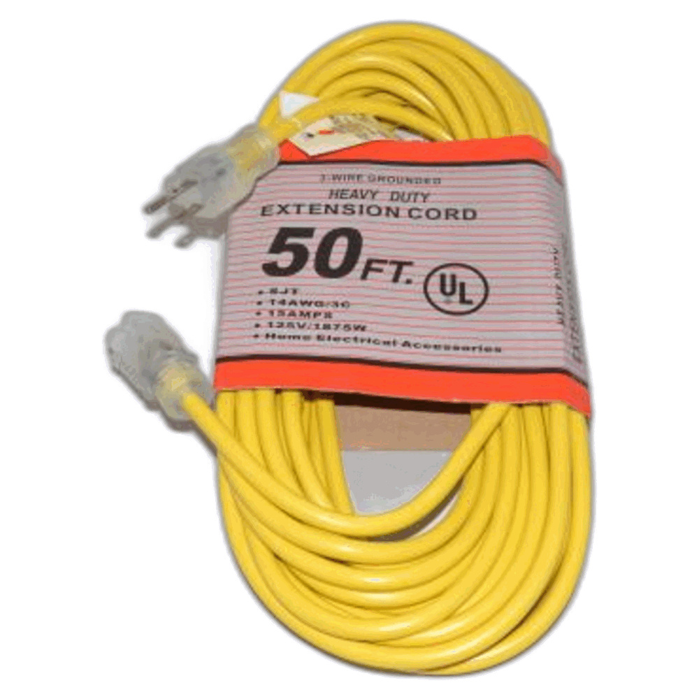 Fit All, Commercial Extension Cord-50ft 14/3 Commercial Yellowlighted Ends - 300 Volt