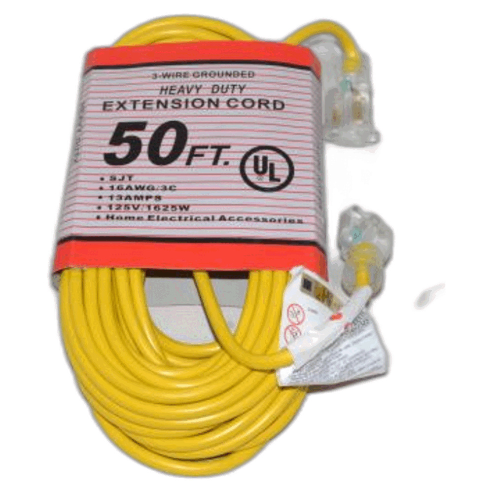 Titan Extension Cord-50ft 16/3 Commercial Yellowlighted Ends