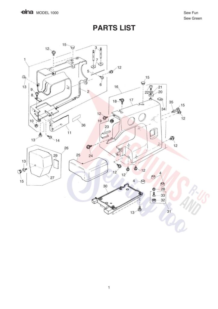 Elna pl1000 exploded schematic diagram (page 2)