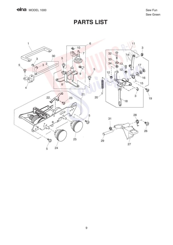 Elna pl1000 exploded schematic diagram (page 6)