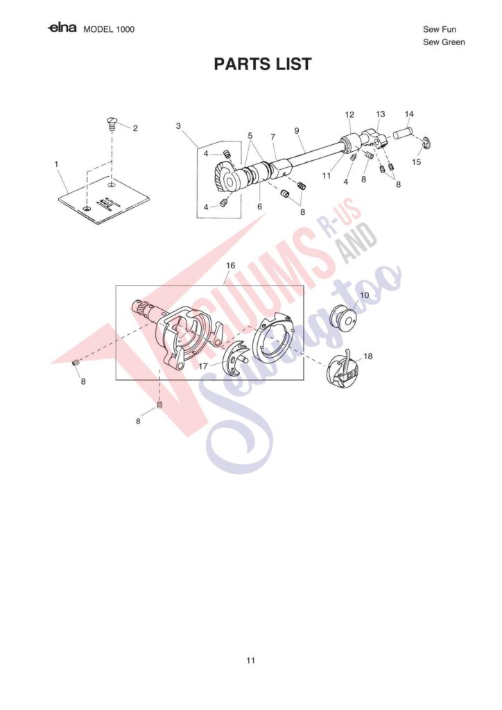 Elna pl1000 exploded schematic diagram (page 7)