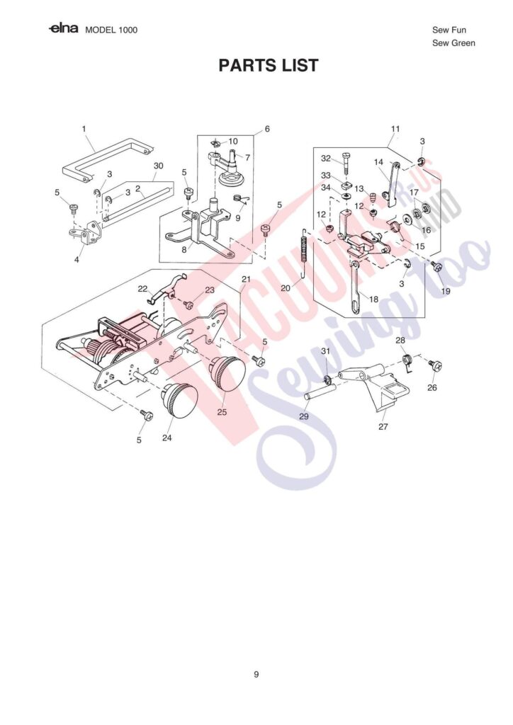 Elna pl1000 exploded schematic diagram (page 6)
