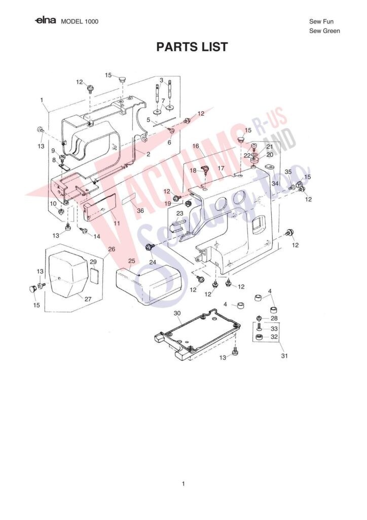 Elna pl1000 exploded schematic diagram (page 2)