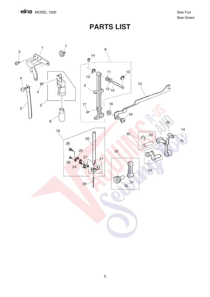 Elna pl1000 exploded schematic diagram (page 4)