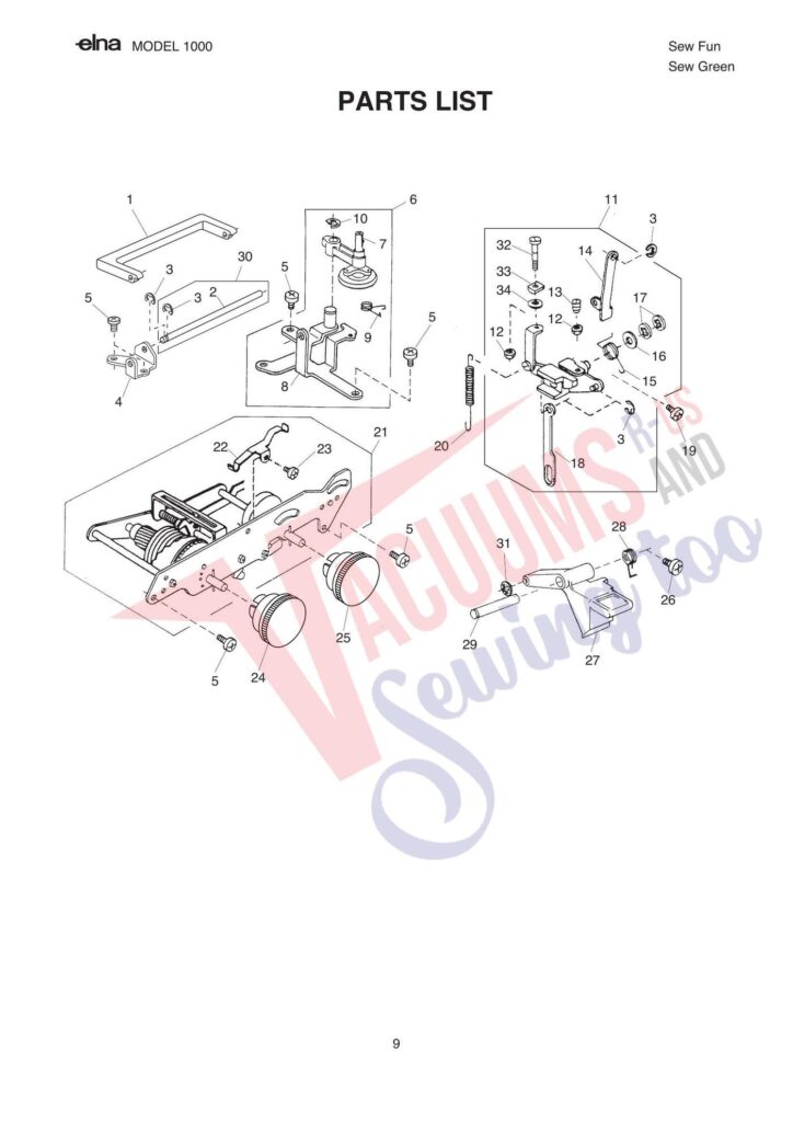 Elna pl1000 exploded schematic diagram (page 6)