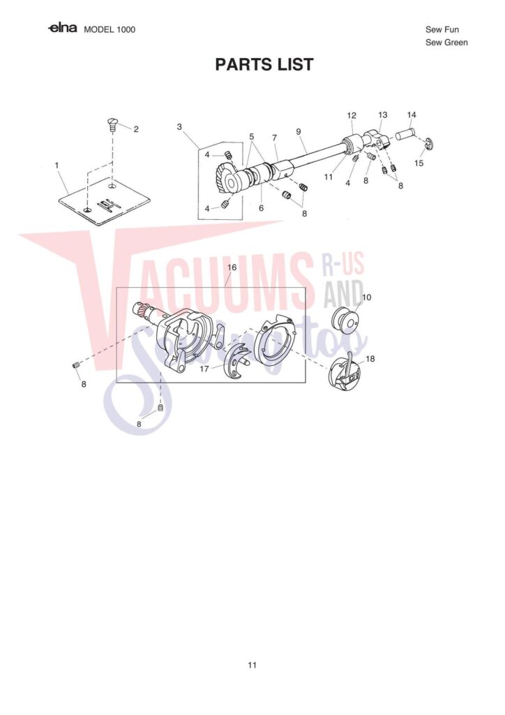 Elna pl1000 exploded schematic diagram (page 7)