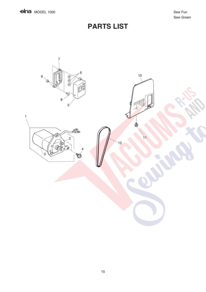 Elna pl1000 exploded schematic diagram (page 9)