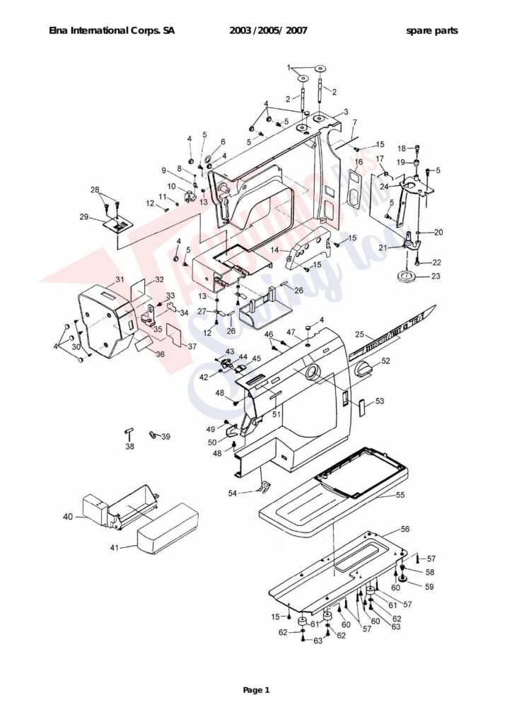 Elna 2003 exploded schematic diagram (page 3)