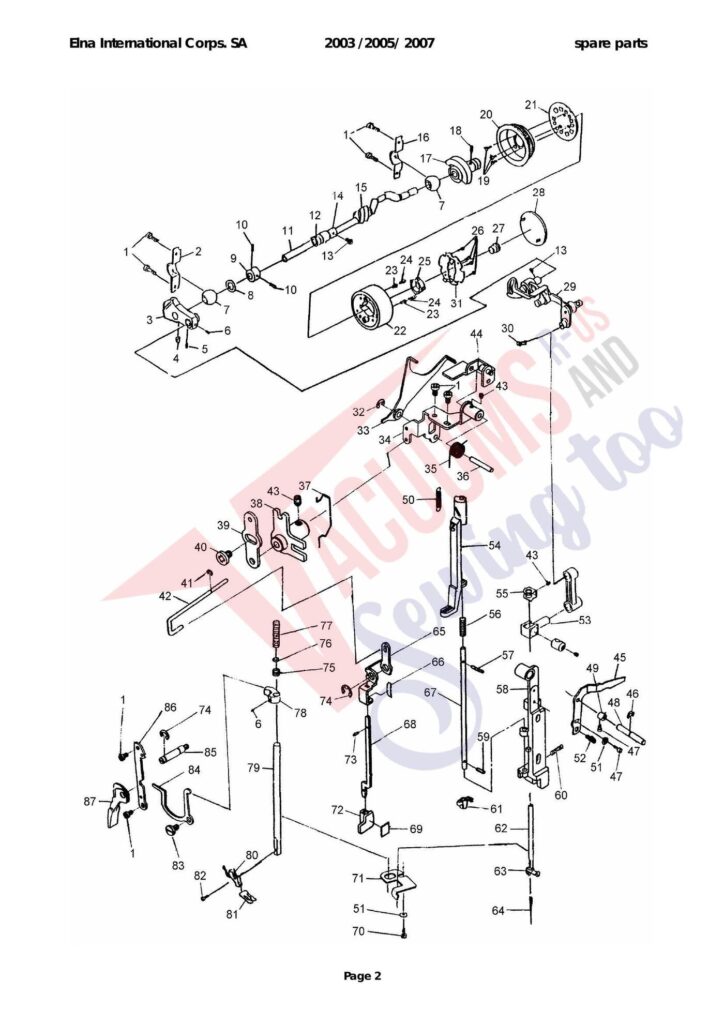 Elna 2003 exploded schematic diagram (page 4)