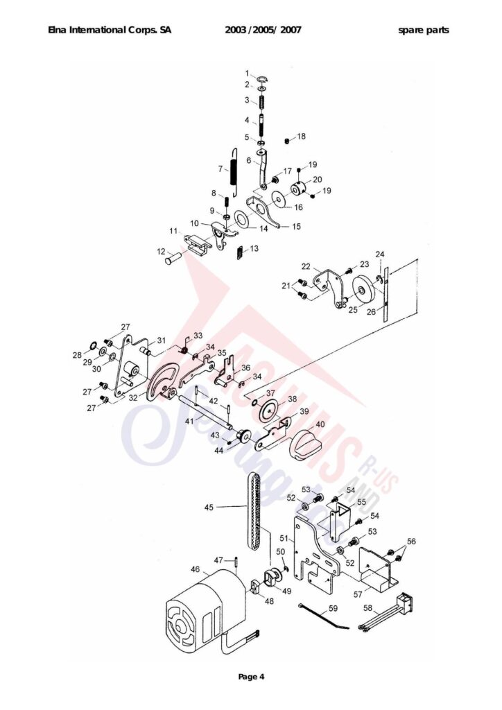 Elna 2003 exploded schematic diagram (page 6)