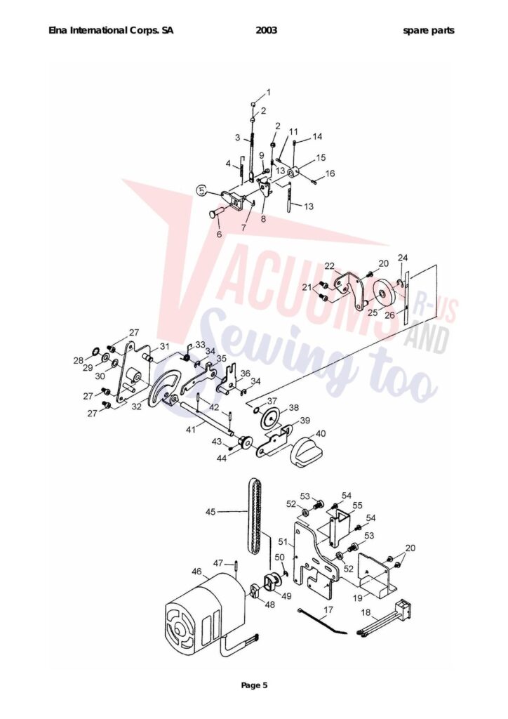 Elna 2003 exploded schematic diagram (page 7)