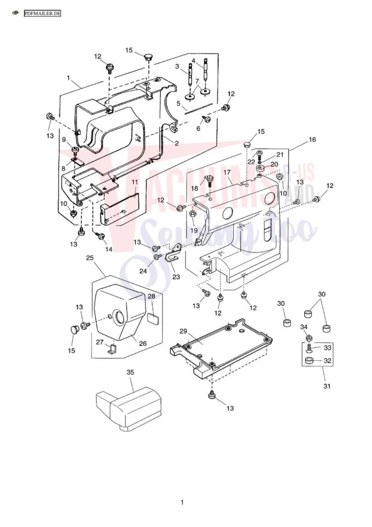 Elna 2110 exploded schematic diagram (page 4)