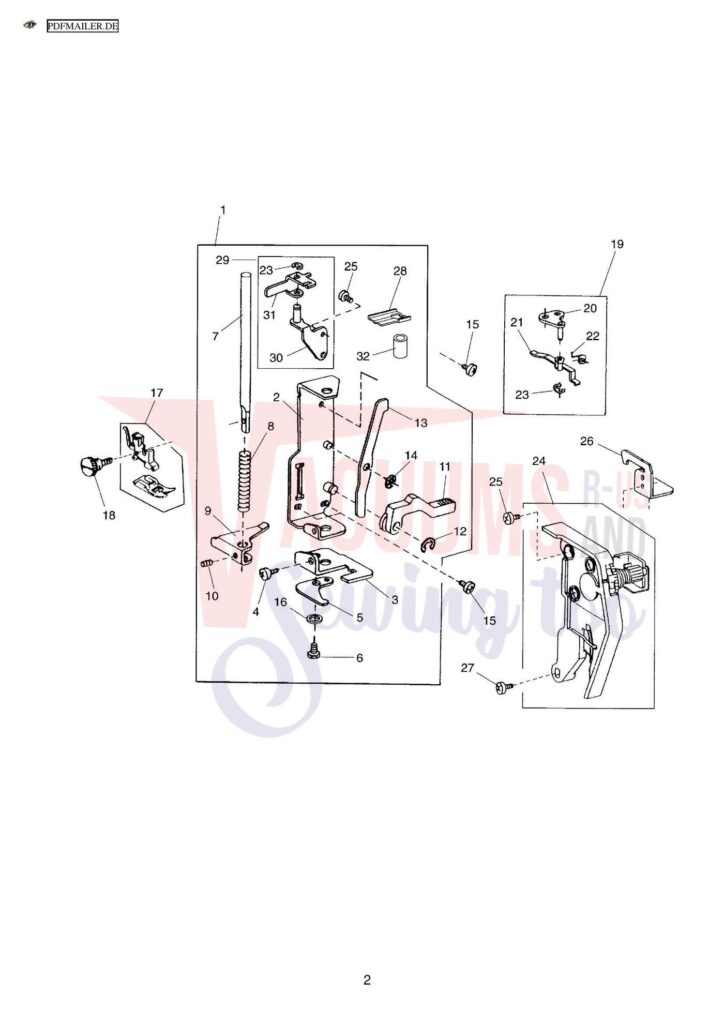 Elna 2110 exploded schematic diagram (page 5)