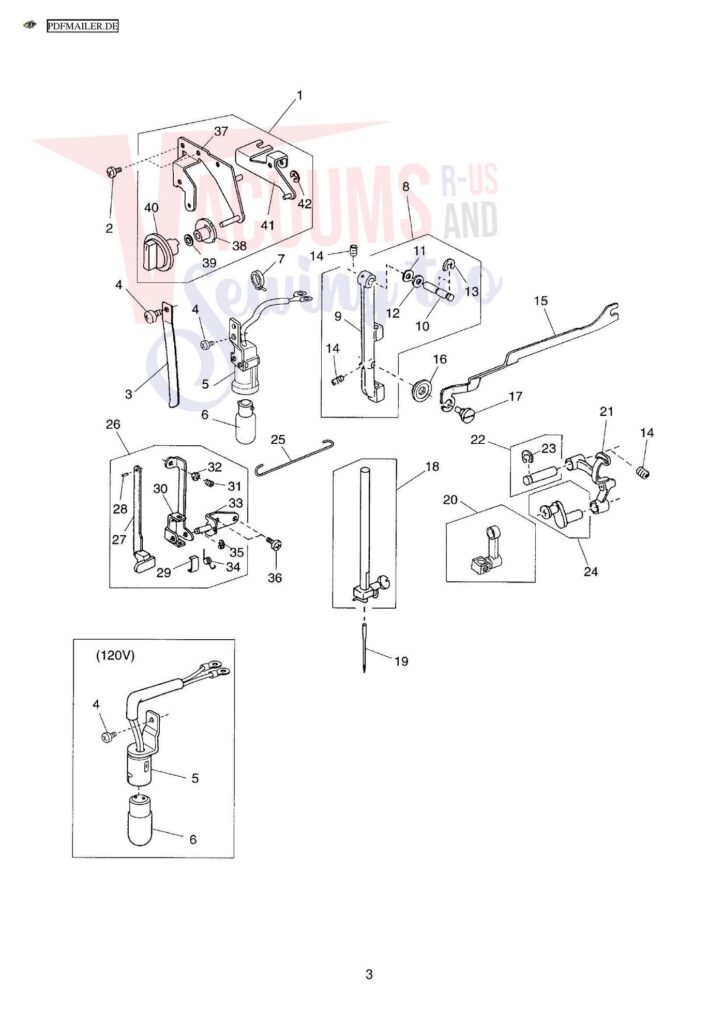 Elna 2110 exploded schematic diagram (page 6)