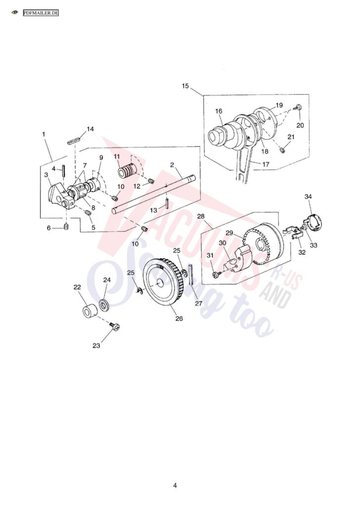 Elna 2110 exploded schematic diagram (page 7)