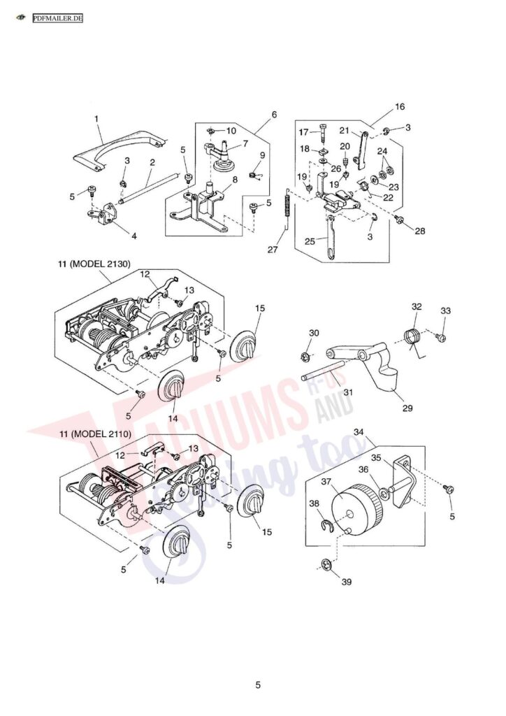 Elna 2110 exploded schematic diagram (page 8)