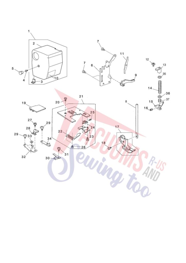 Elna 2600 exploded schematic diagram (page 6)