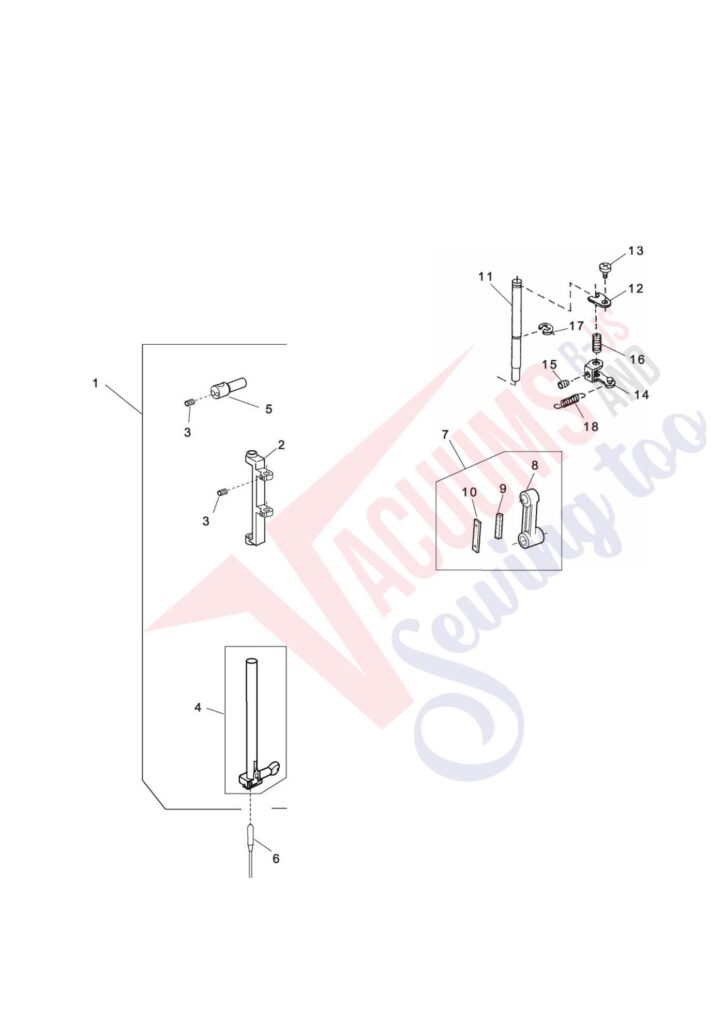Elna 2600 exploded schematic diagram (page 7)