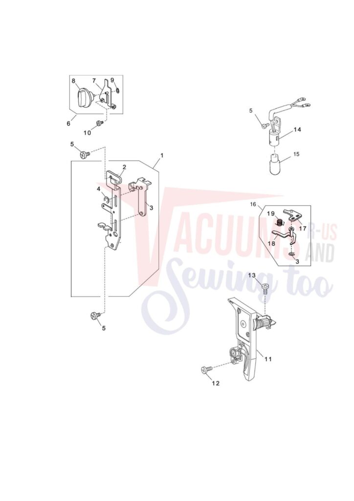 Elna 2600 exploded schematic diagram (page 8)