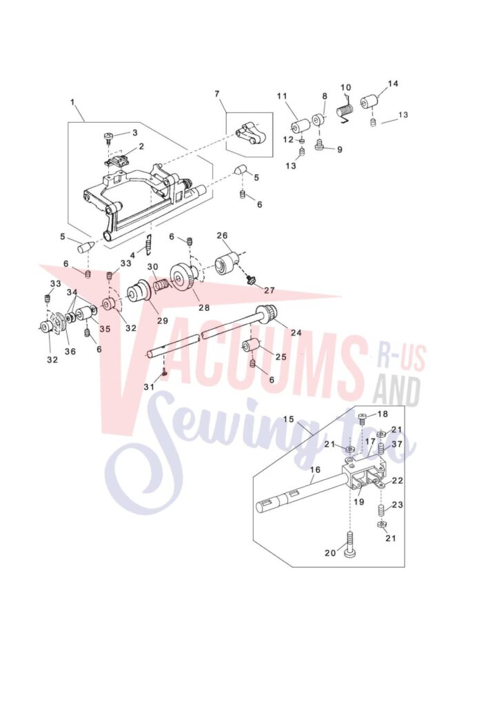 Elna 2600 exploded schematic diagram (page 10)