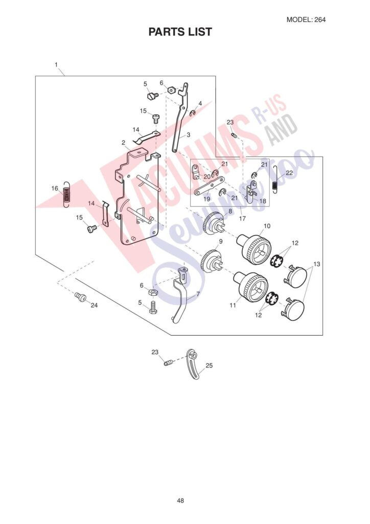 Elna el264 exploded schematic diagram (page 1)
