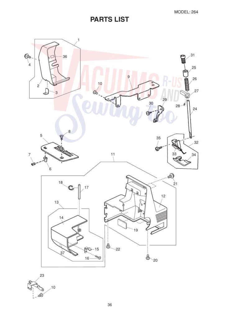 Elna el264 exploded schematic diagram (page 5)