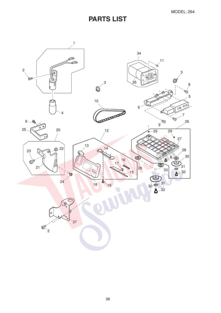 Elna el264 exploded schematic diagram (page 6)