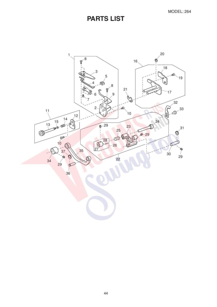 Elna el264 exploded schematic diagram (page 9)