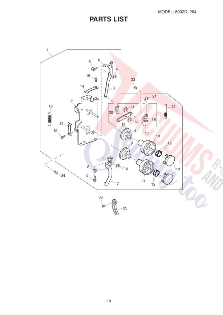 Elna el264 exploded schematic diagram (page 1)