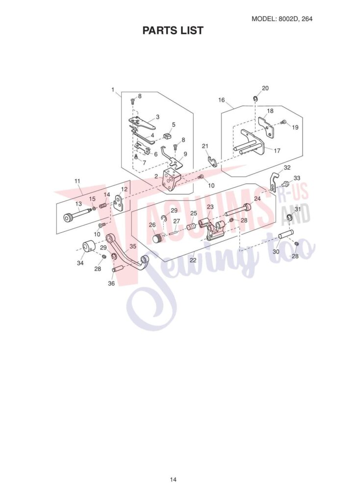 Elna el264 exploded schematic diagram (page 9)
