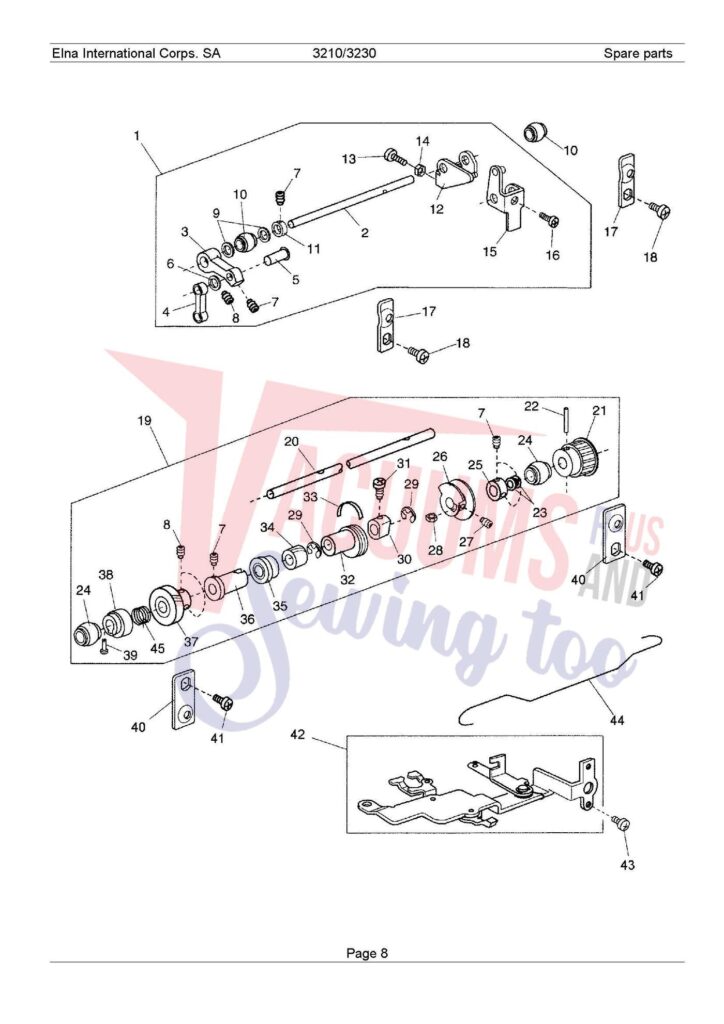 Elna 3210 exploded schematic diagram (page 2)