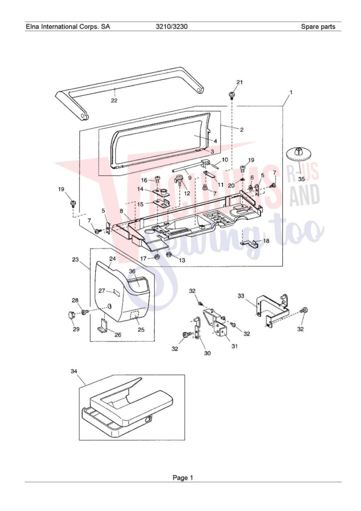 Elna 3210 exploded schematic diagram (page 6)