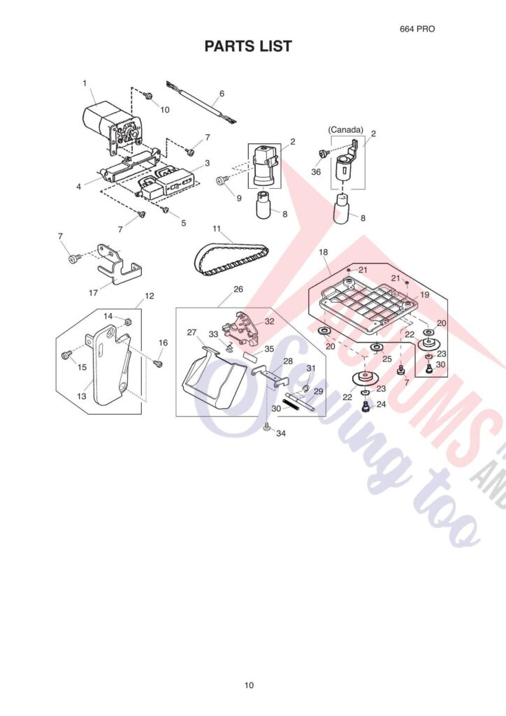 Elna 644 exploded schematic diagram (page 8)