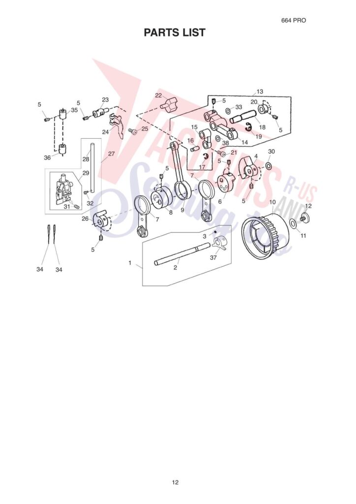 Elna 644 exploded schematic diagram (page 9)