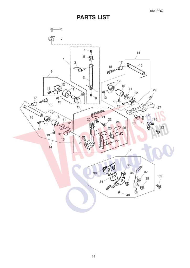 Elna 644 exploded schematic diagram (page 10)