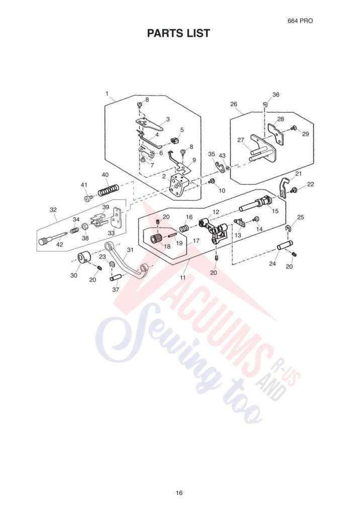 Elna 644 exploded schematic diagram (page 11)