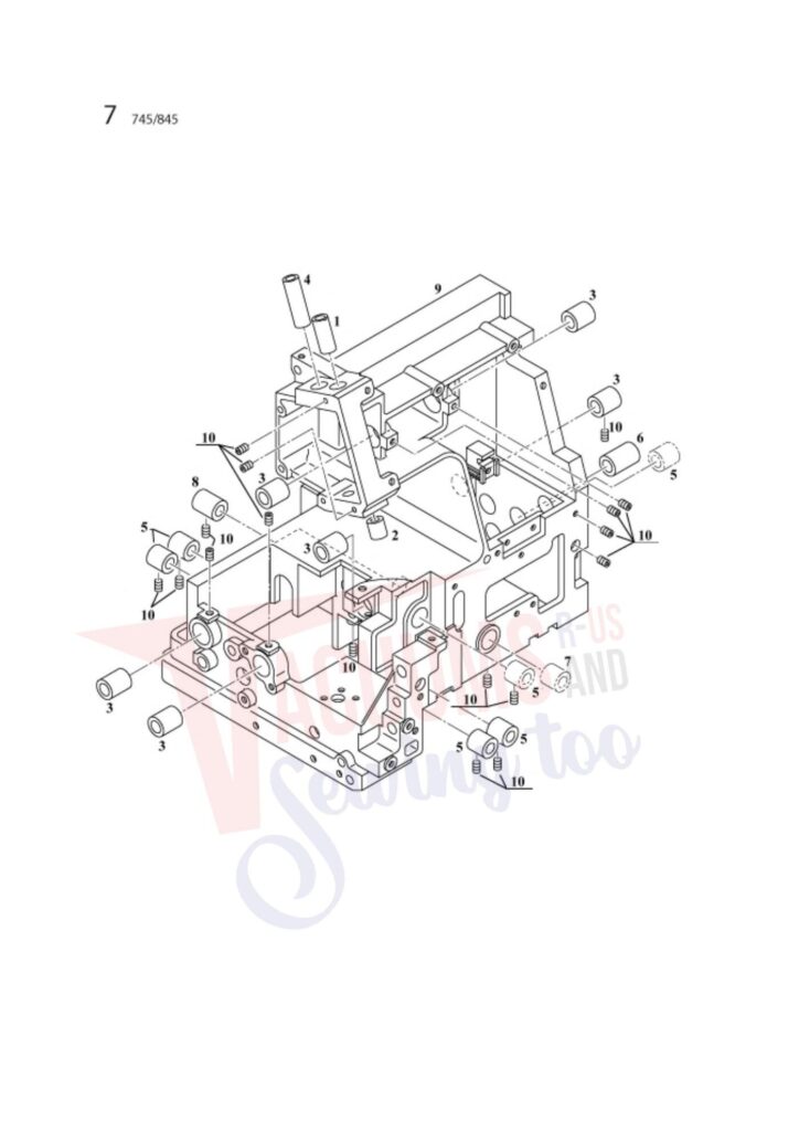 Elna 745 exploded schematic diagram (page 4)