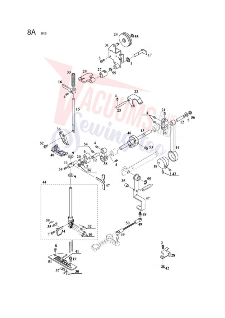 Elna 745 exploded schematic diagram (page 7)