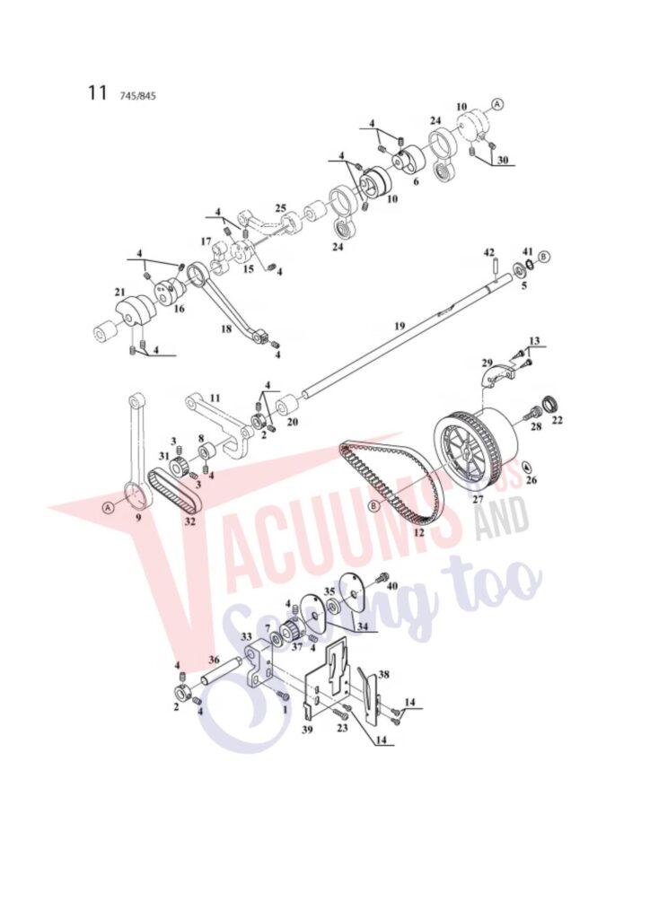 Elna 745 exploded schematic diagram (page 10)