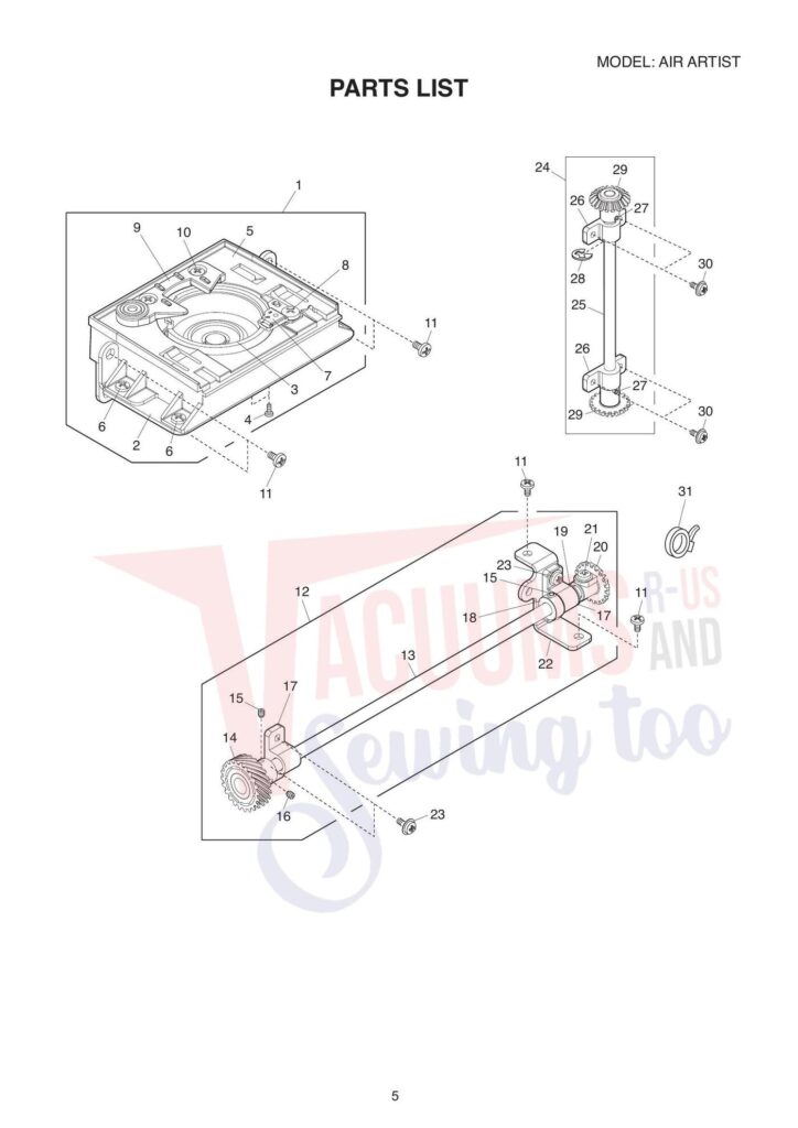 Elna air artistic exploded schematic diagram (page 5)