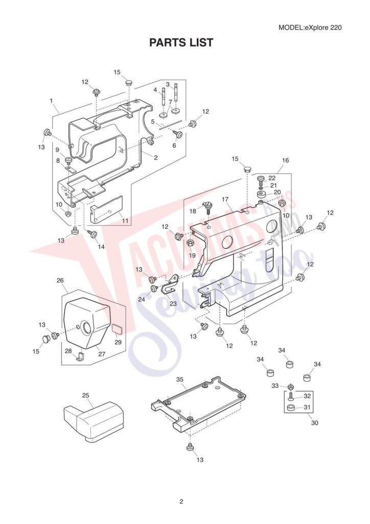 Elna el220 exploded schematic diagram (page 2)
