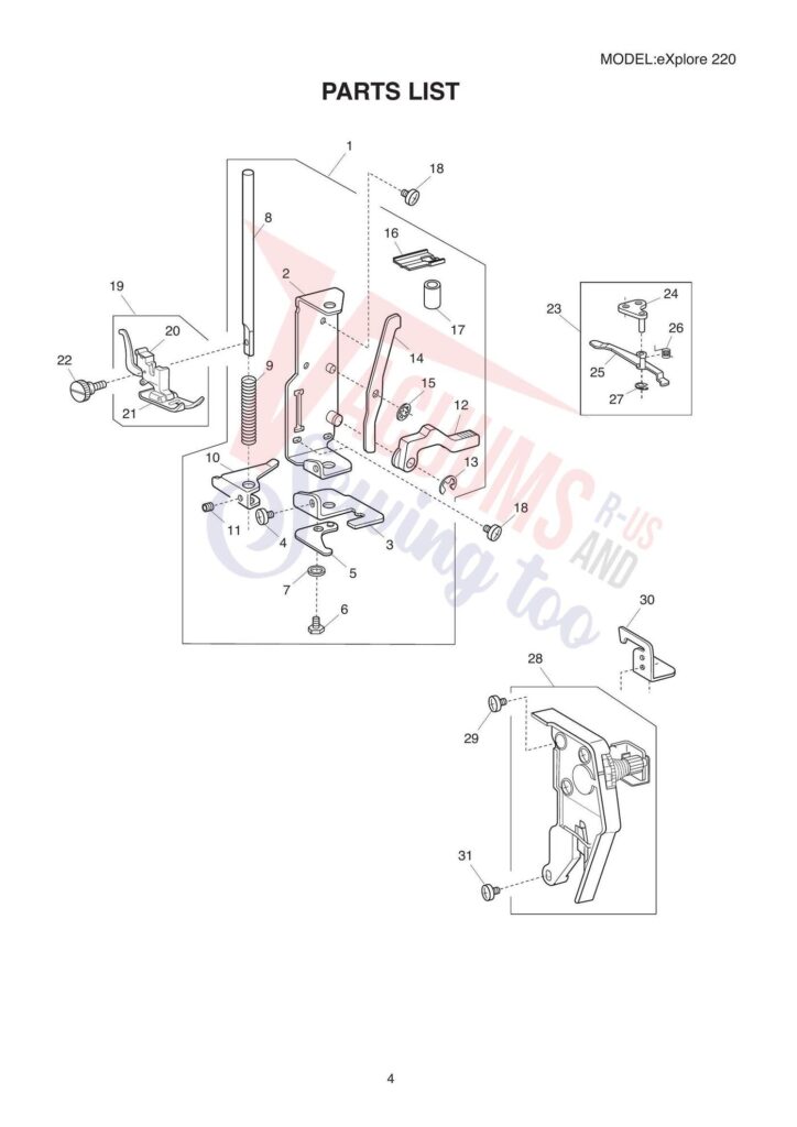 Elna el220 exploded schematic diagram (page 3)