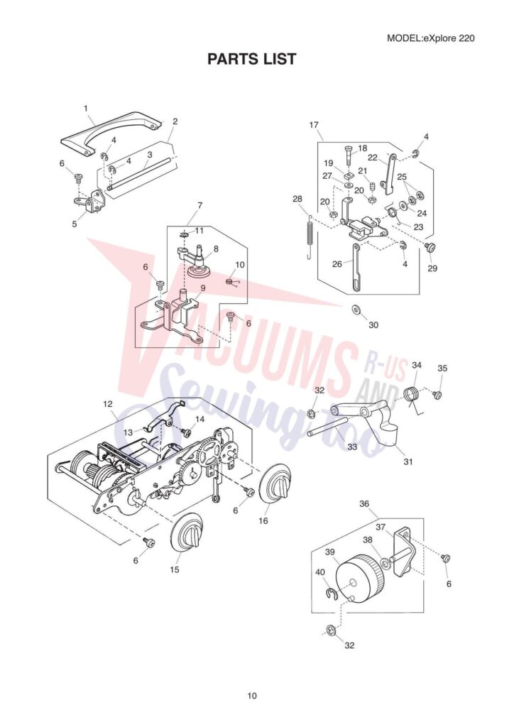Elna el220 exploded schematic diagram (page 6)