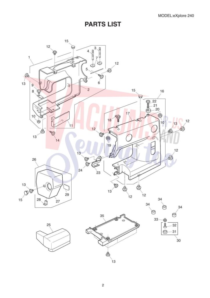 Elna el240 exploded schematic diagram (page 2)